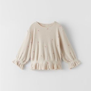Zara Girls Kids | floral ribbed top blouse